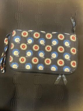 Vera Bradley Navy Owl & Floral Zip Wristlet Clutch